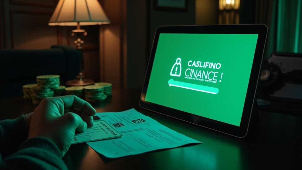 Verification documents beside a pending withdrawal screen in a casino office